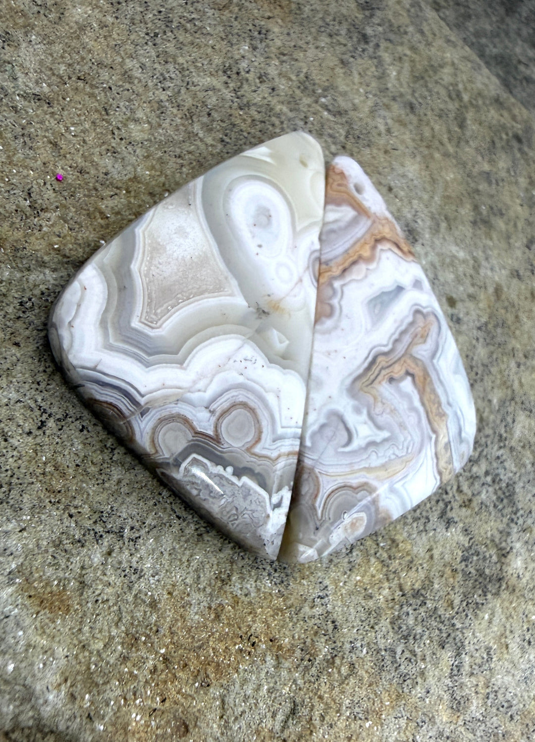 Crazy Lace Agate BIG Matching Earring Slab Bead Pair