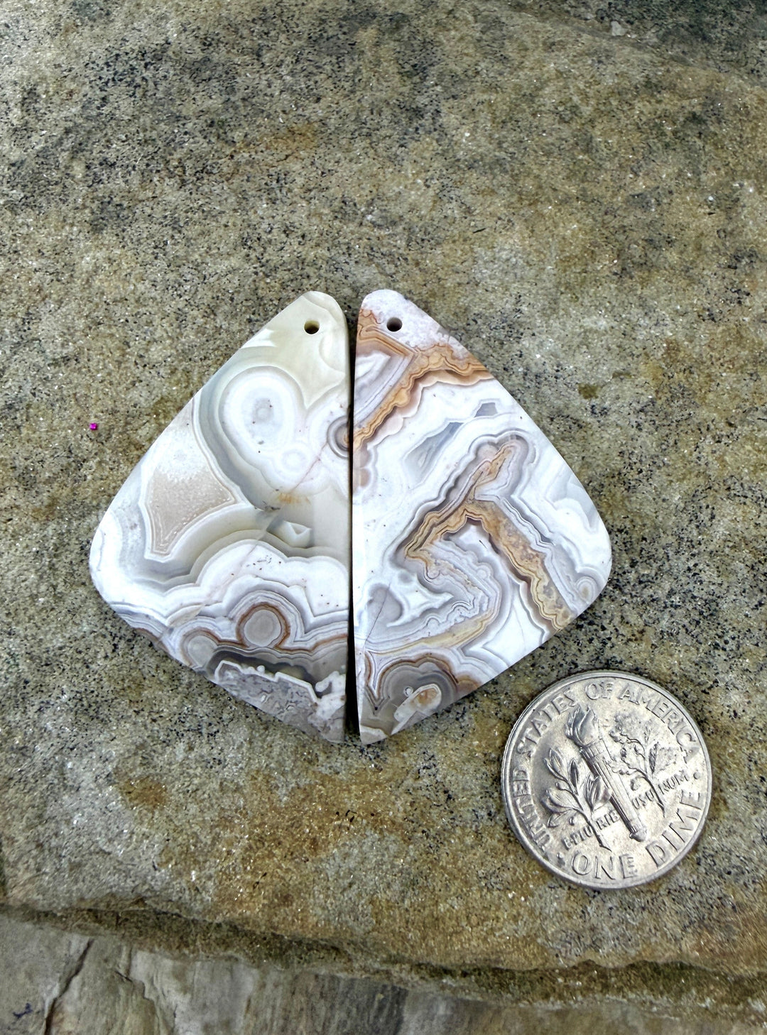 Crazy Lace Agate BIG Matching Earring Slab Bead Pair