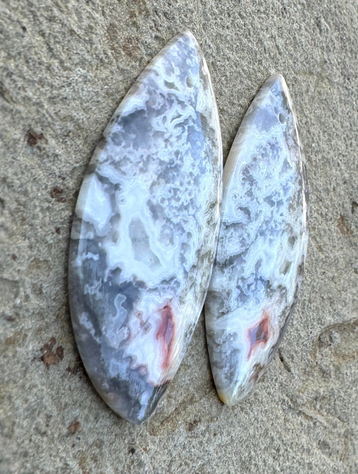 Crazy Lace Agate BIG Matching Earring Slab Bead Pair