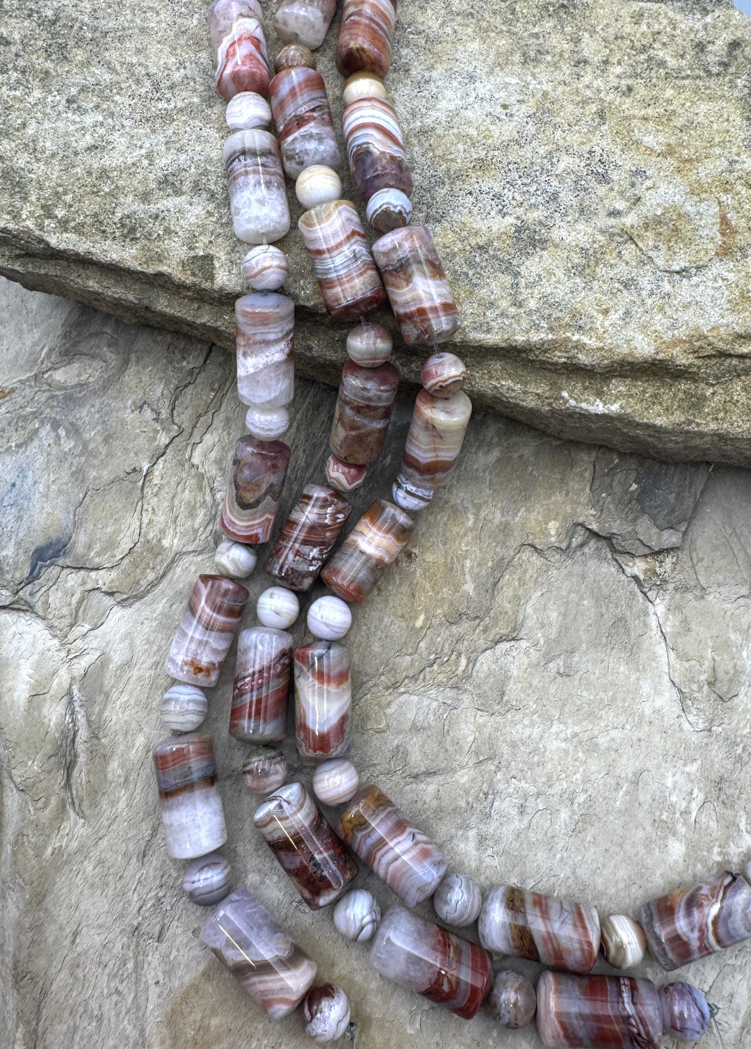 Crazy Lace Agate Designer Mixed Shape Bead Strand 11 Inch