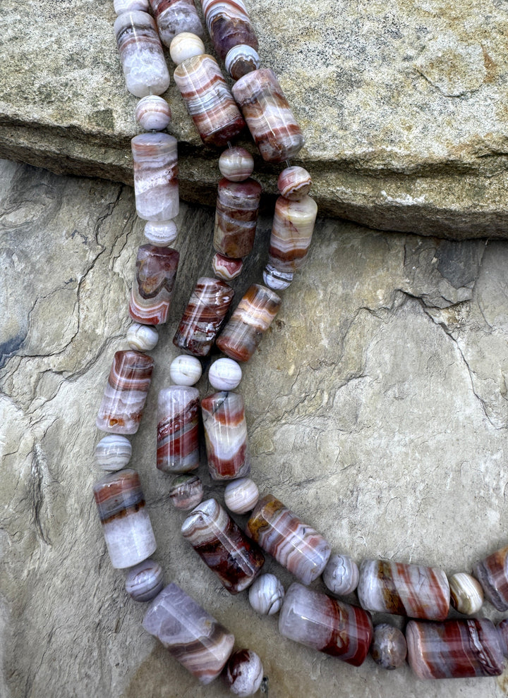 Crazy Lace Agate Designer Mixed Shape Bead Strand 11 Inch