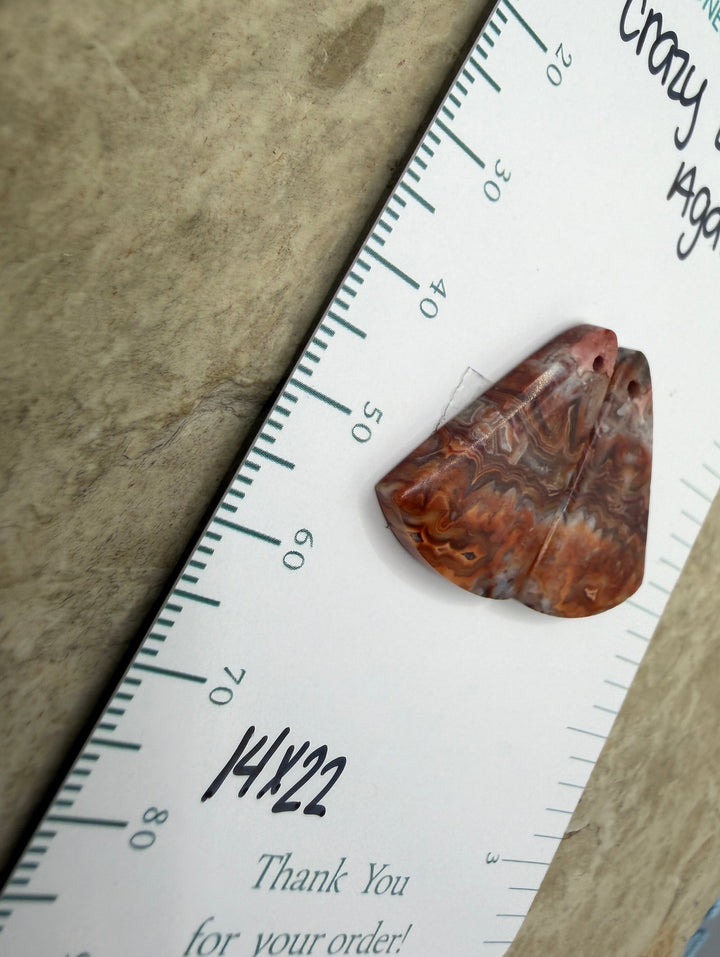Crazy Lace Agate Earring Bead Slab Pair 14x22mm - Laguna