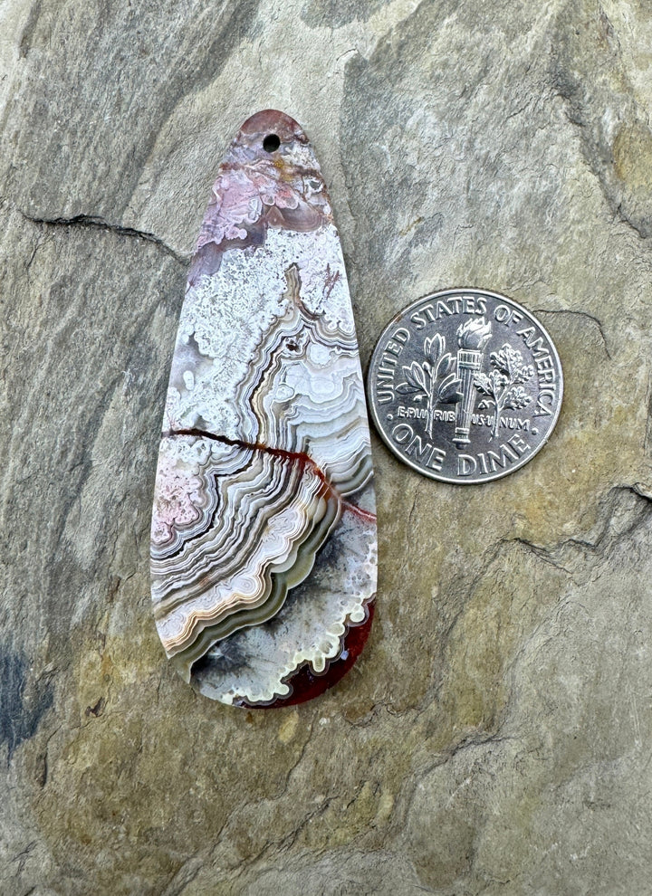 Crazy Lace Agate Focal Pendant Bead 21x52mm - Crazy Lace