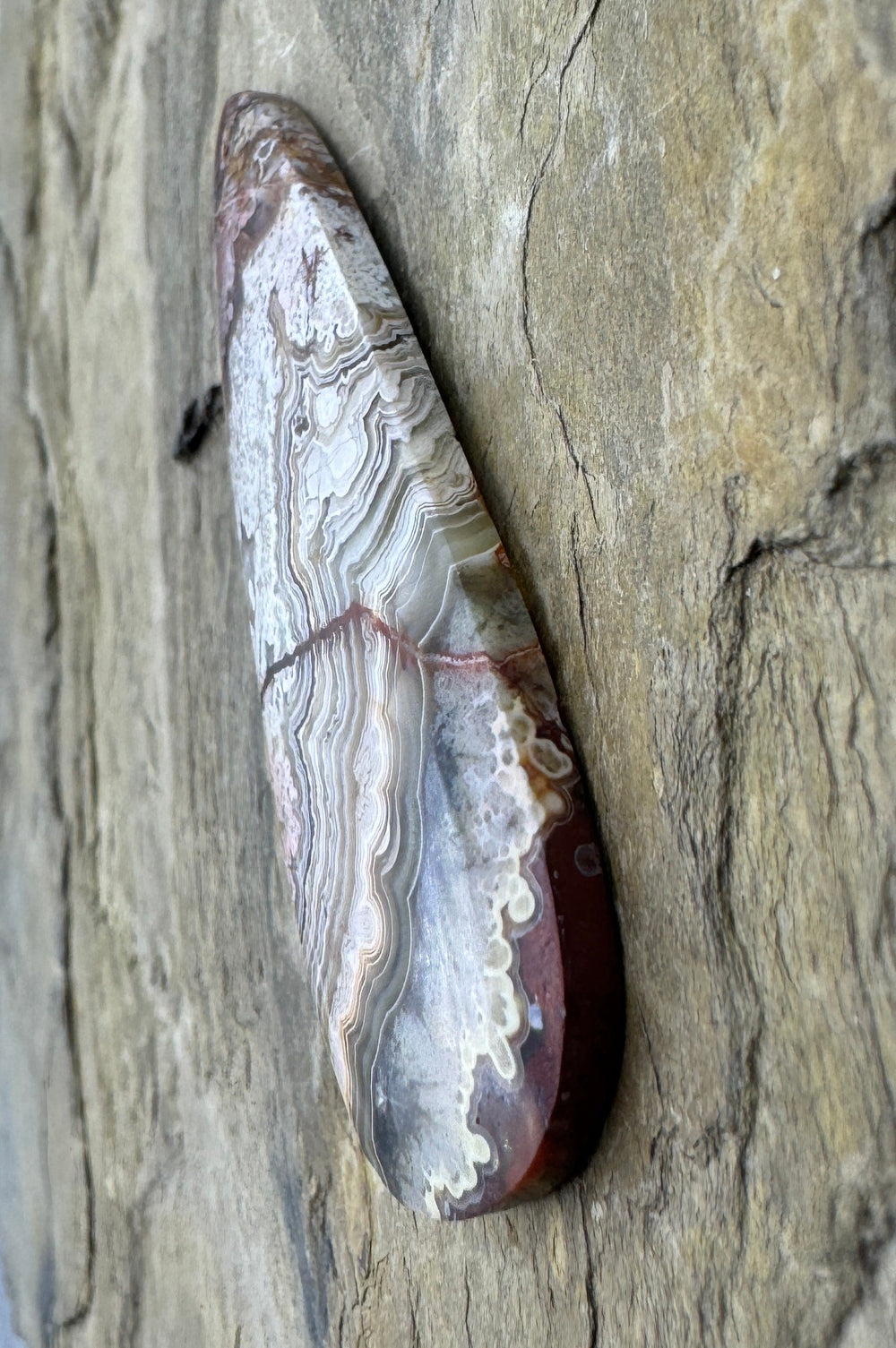 Crazy Lace Agate Focal Pendant Bead 21x52mm - Crazy Lace