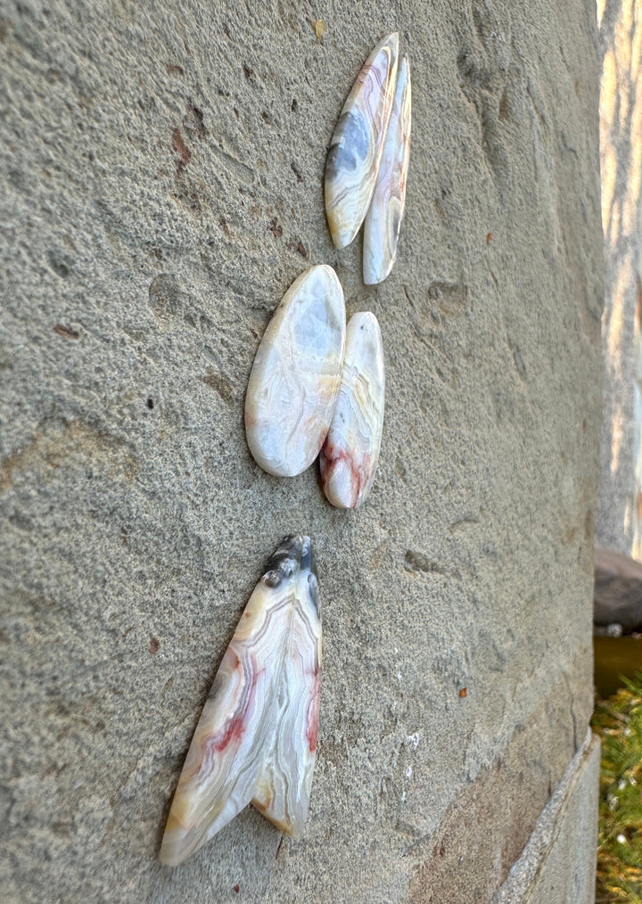 Crazy Lace Agate Matching Earring Slab Bead Pair (select