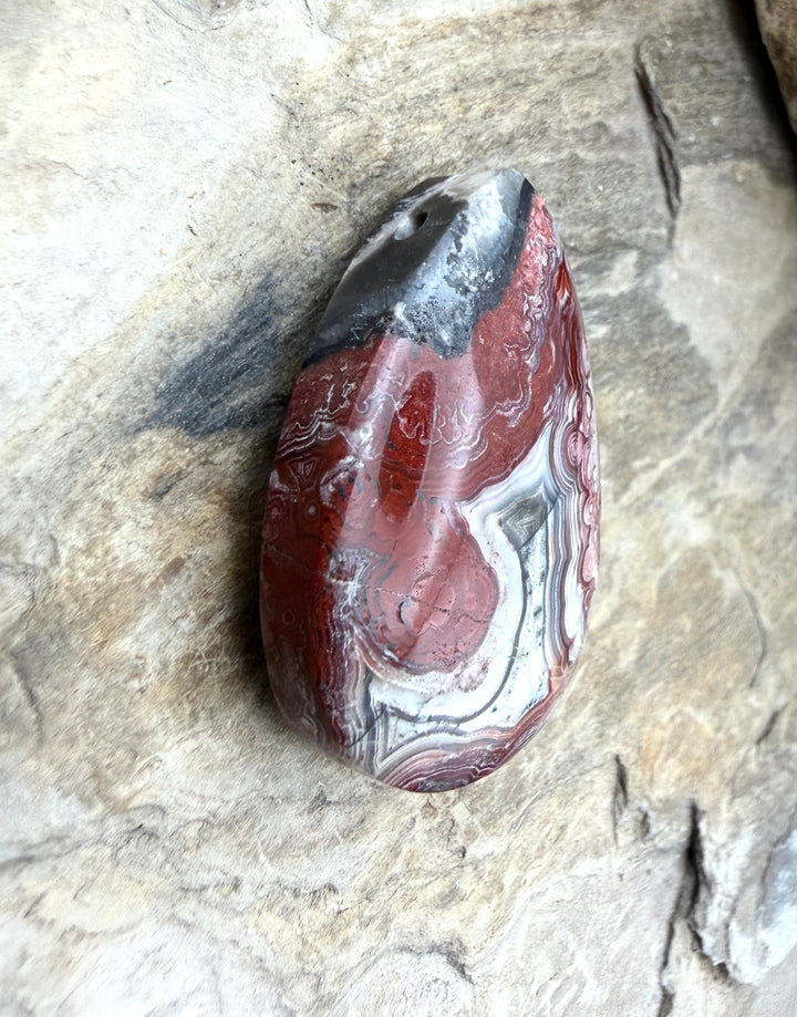 Crazy Lace Agate (Mexico) BIG Focal Pendant Bead 23x34x10mm