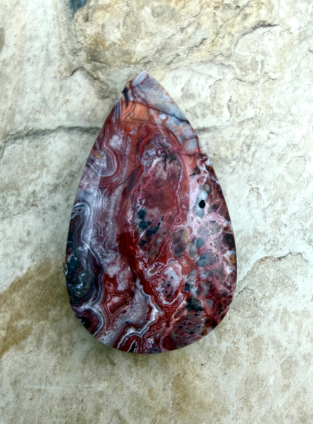 Crazy Lace Agate (Mexico) BIG Focal Pendant Bead 32x53x14mm