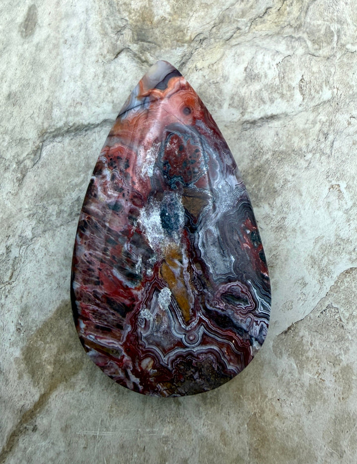 Crazy Lace Agate (Mexico) BIG Focal Pendant Bead 32x53x14mm