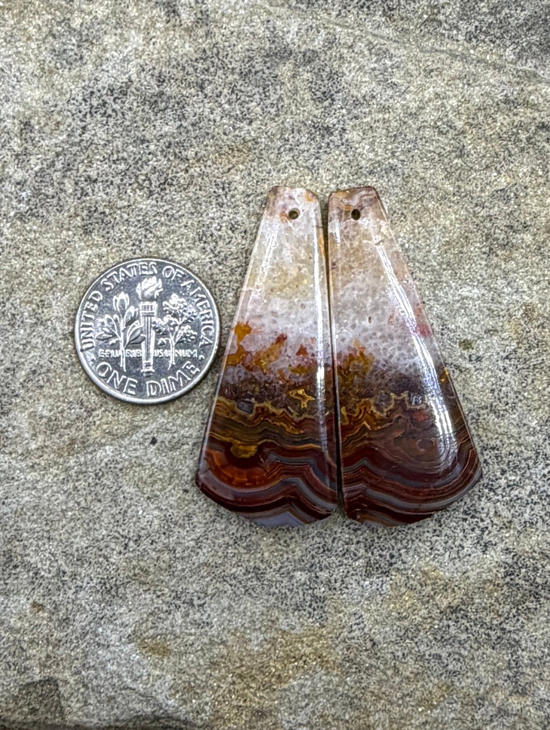 Crazy Lace Agate (Mexico) Matching Earring Slab Bead Pair