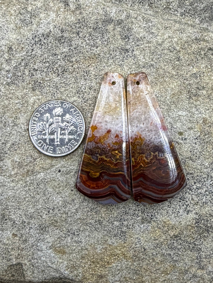 Crazy Lace Agate (Mexico) Matching Earring Slab Bead Pair