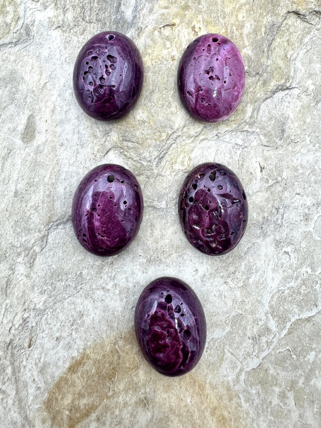 Dark Purple Spiny Oyster Oval Shaped Focal Bead 15x20mm