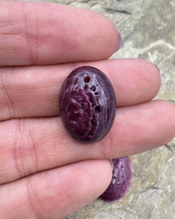 Dark Purple Spiny Oyster Oval Shaped Focal Bead 15x20mm