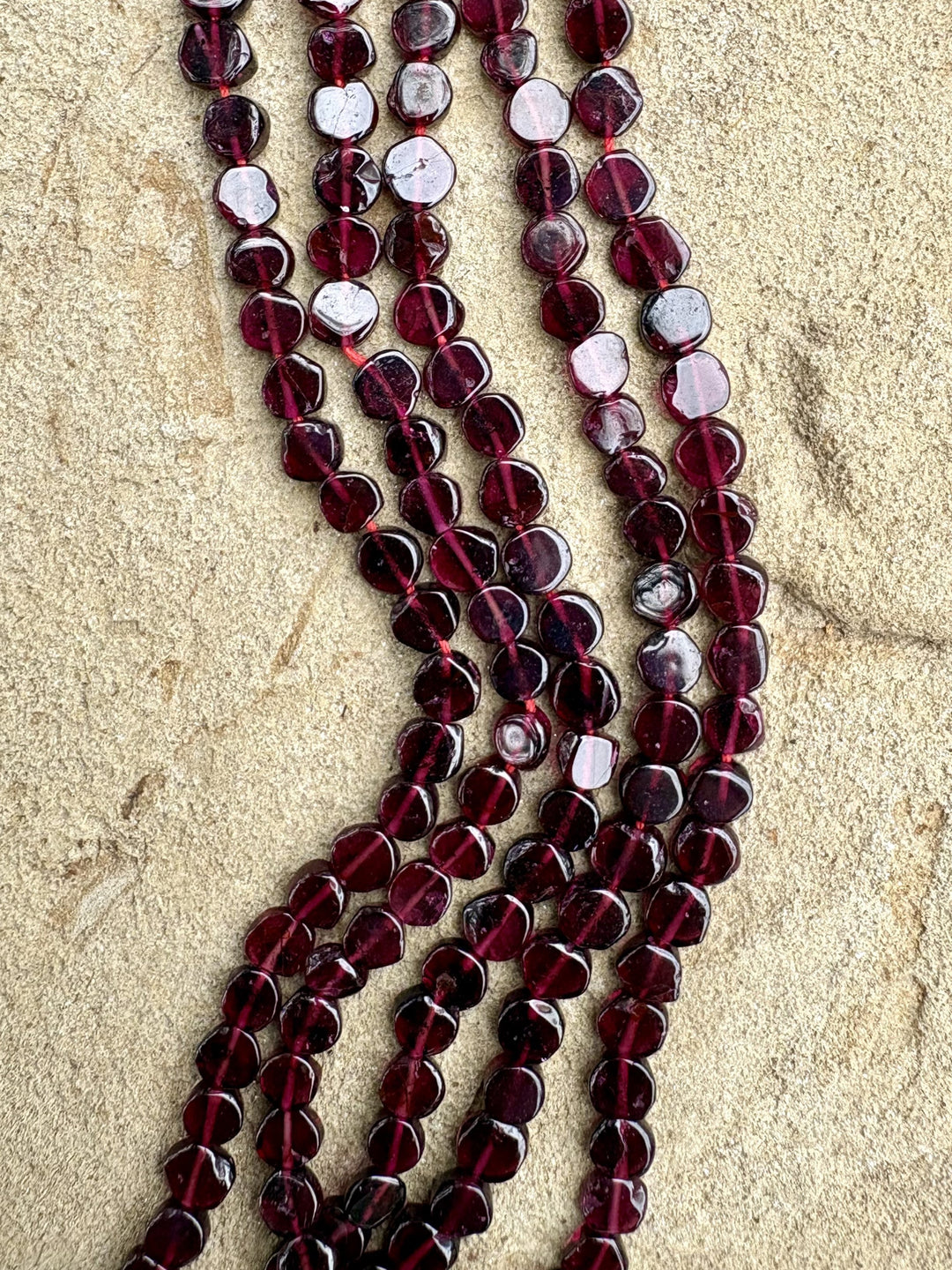 Dark Red Garnet 5mm Semi-Round Beads 16 inch Strand - Garnet