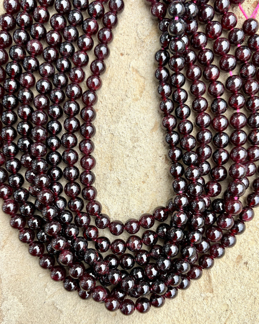 Dark Red Garnet 8mm Round Beads 16 inch Strand - Garnet