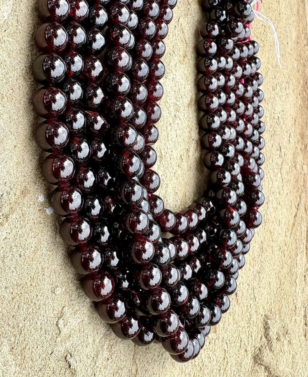 Dark Red Garnet 8mm Round Beads 16 inch Strand - Garnet