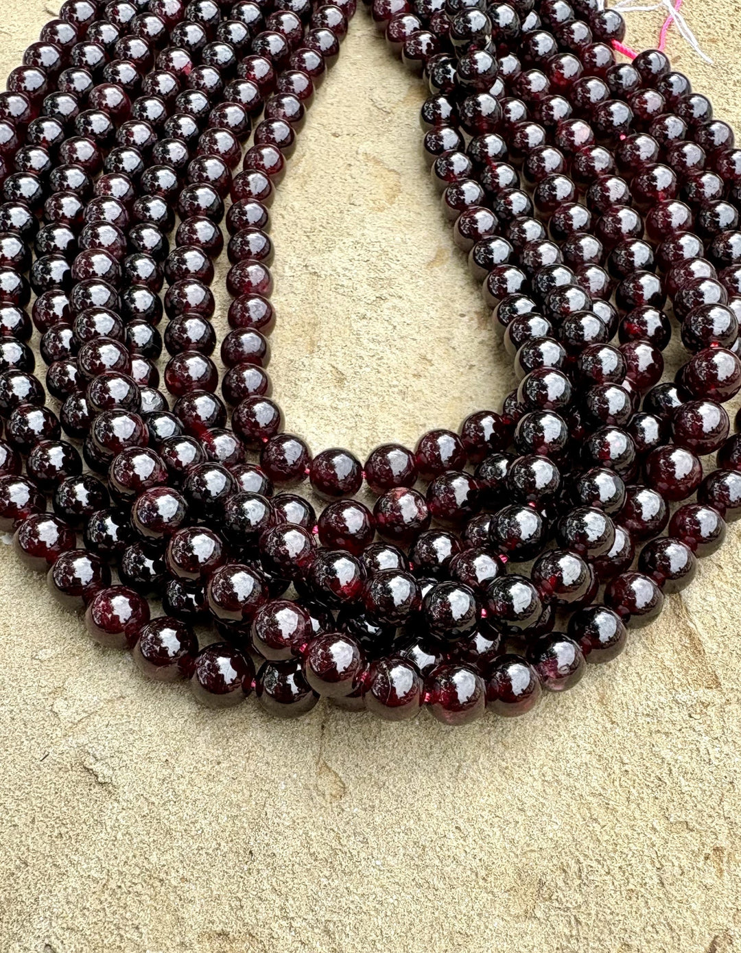 Dark Red Garnet 8mm Round Beads 16 inch Strand - Garnet