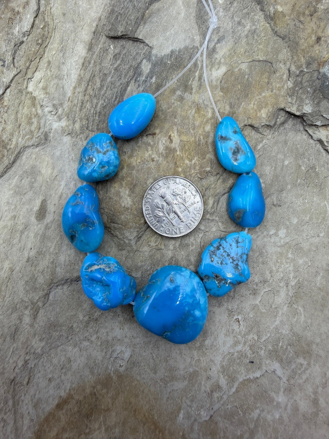 Deep Blue Sleeping Beauty Turquoise (AZ) Focal Bead Strand