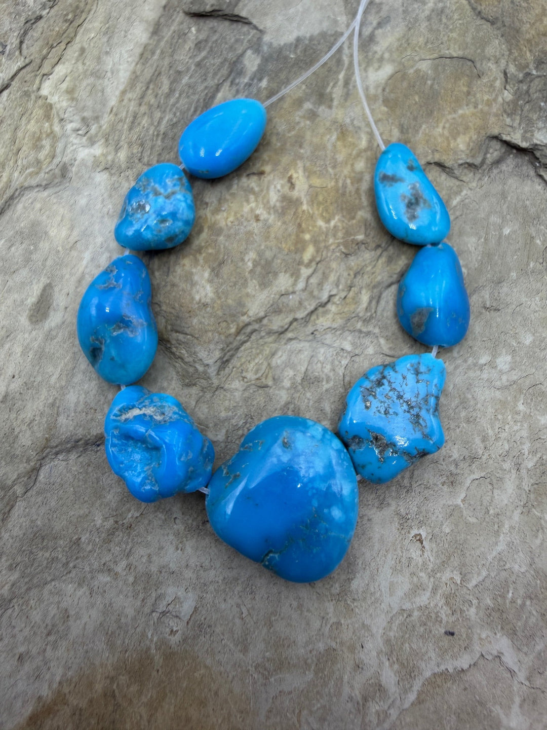 Deep Blue Sleeping Beauty Turquoise (AZ) Focal Bead Strand