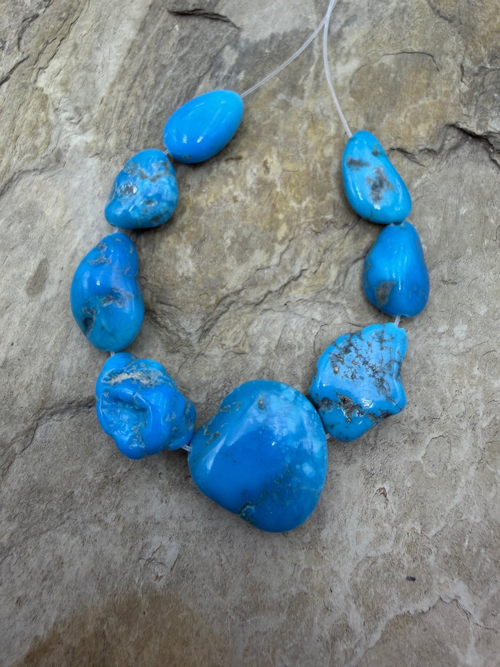 Deep Blue Sleeping Beauty Turquoise (AZ) Focal Bead Strand