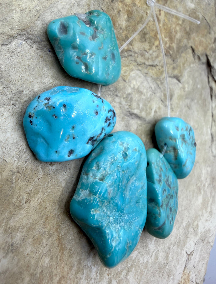 Deep Blue Sleeping Beauty Turquoise (AZ) Focal Bead Strand