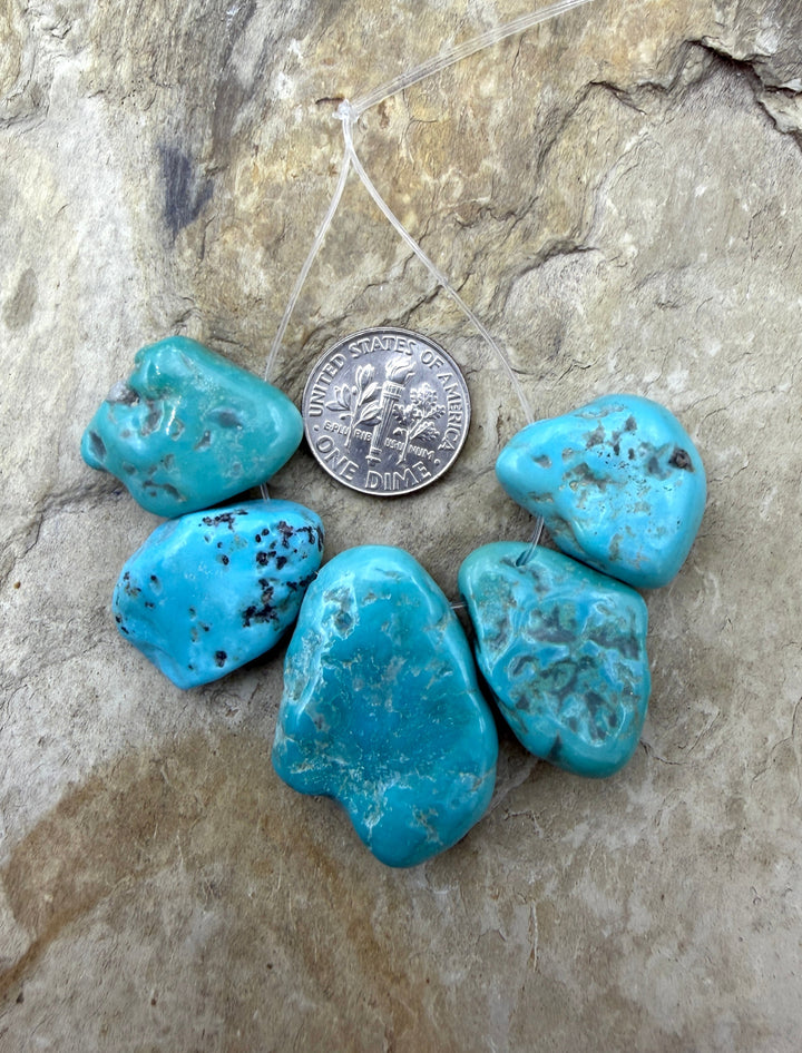 Deep Blue Sleeping Beauty Turquoise (AZ) Focal Bead Strand