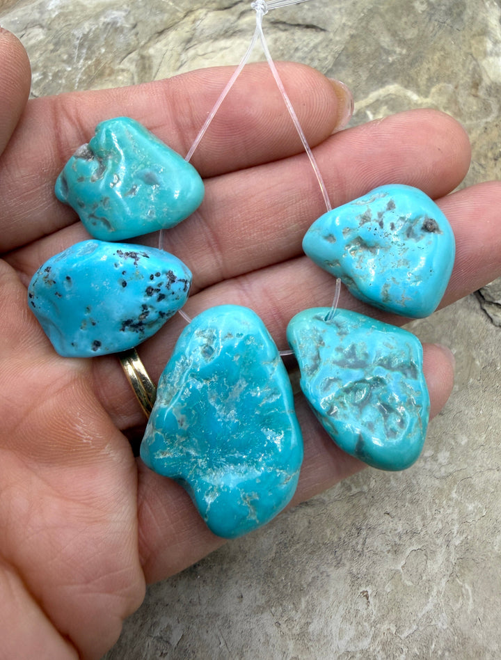 Deep Blue Sleeping Beauty Turquoise (AZ) Focal Bead Strand