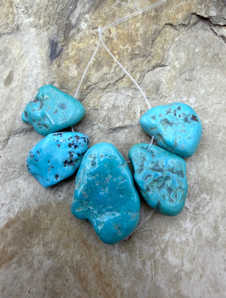Deep Blue Sleeping Beauty Turquoise (AZ) Focal Bead Strand