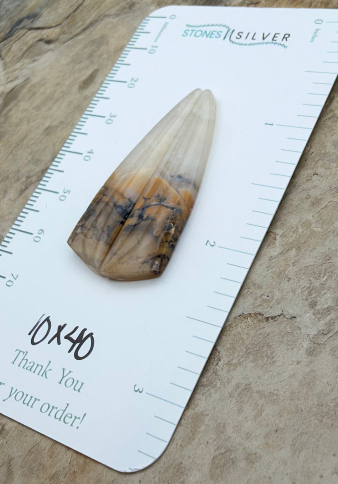 Dendritic Agate Earring Slab Bead Pair 10x40mm - Dendritic