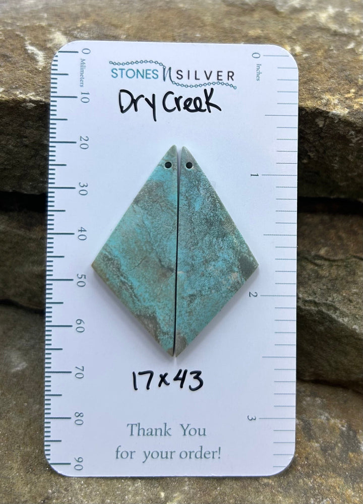 Dry Creek Turquoise (Nevada) Earring Slab Bead Pair 17x43mm