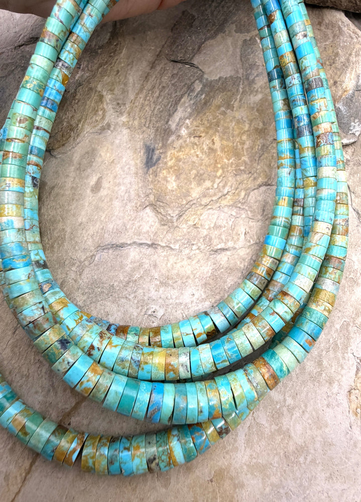 Kingman Turquoise (Arizona) Graduated Heishi 3-8mm 16 Inch