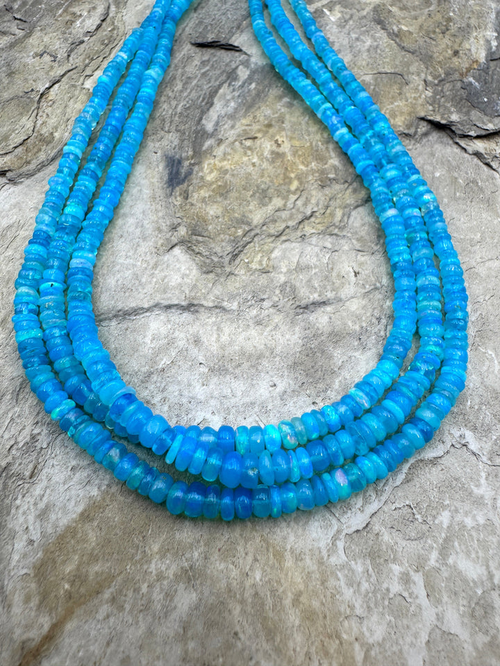 Electric Turquoise Ethiopian Opal (Dyed) Graduated 3-4mm