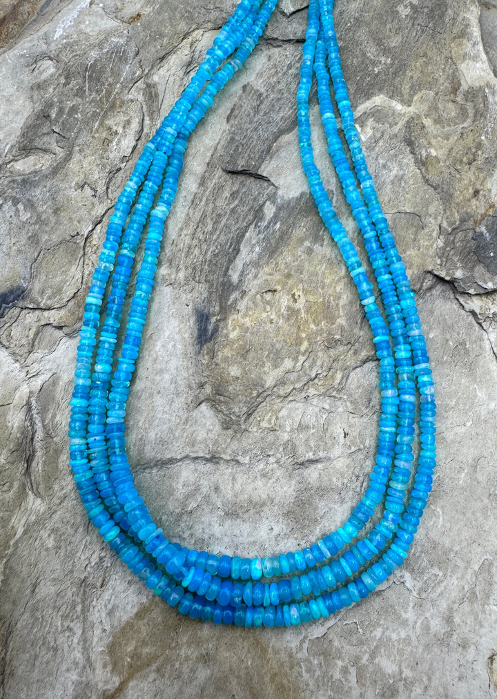 Electric Turquoise Ethiopian Opal (Dyed) Graduated 3-4mm