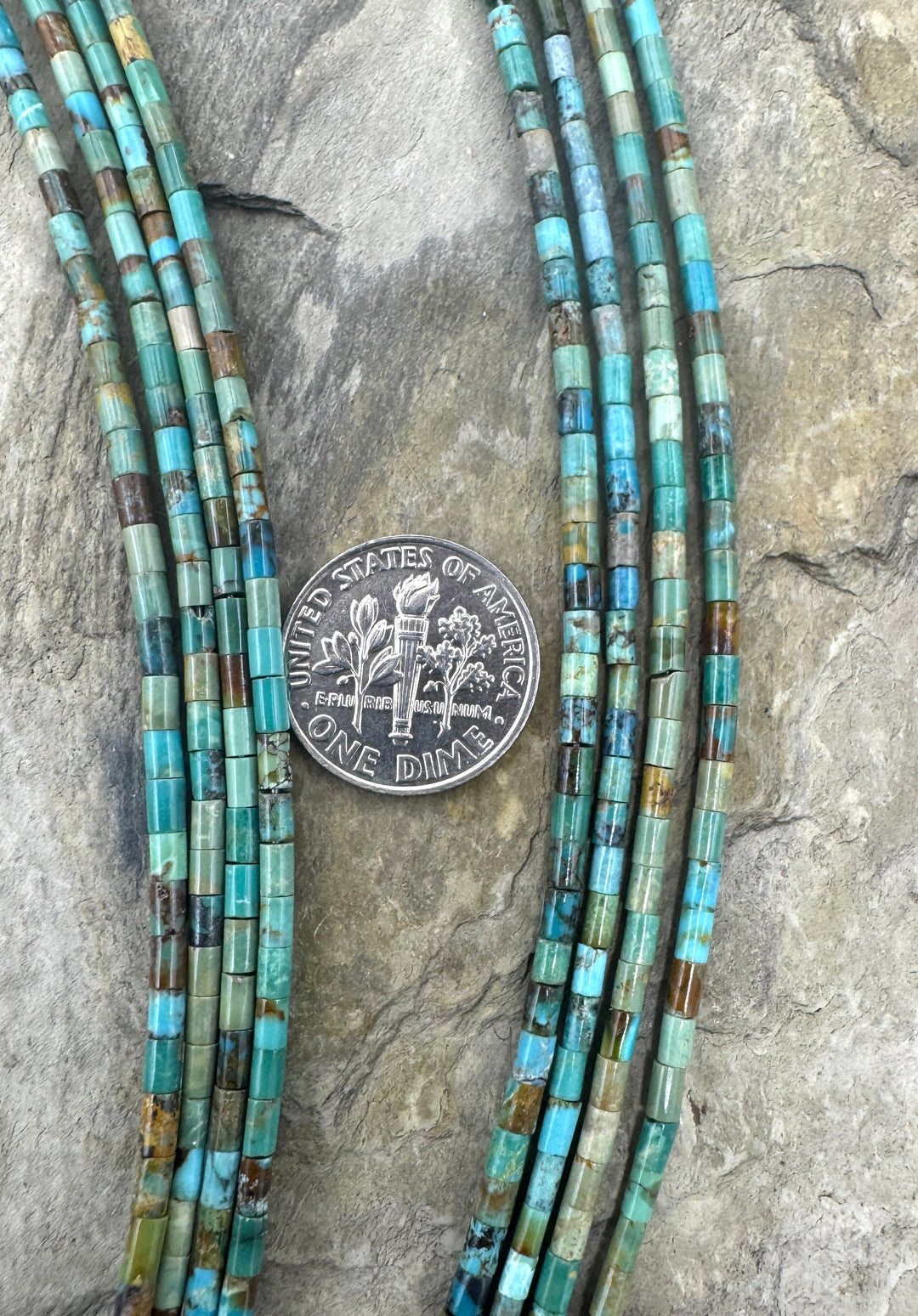 Elisa (Mex) Turquoise Tiny (2x2.5mm) Heishi Beads 8 Inch