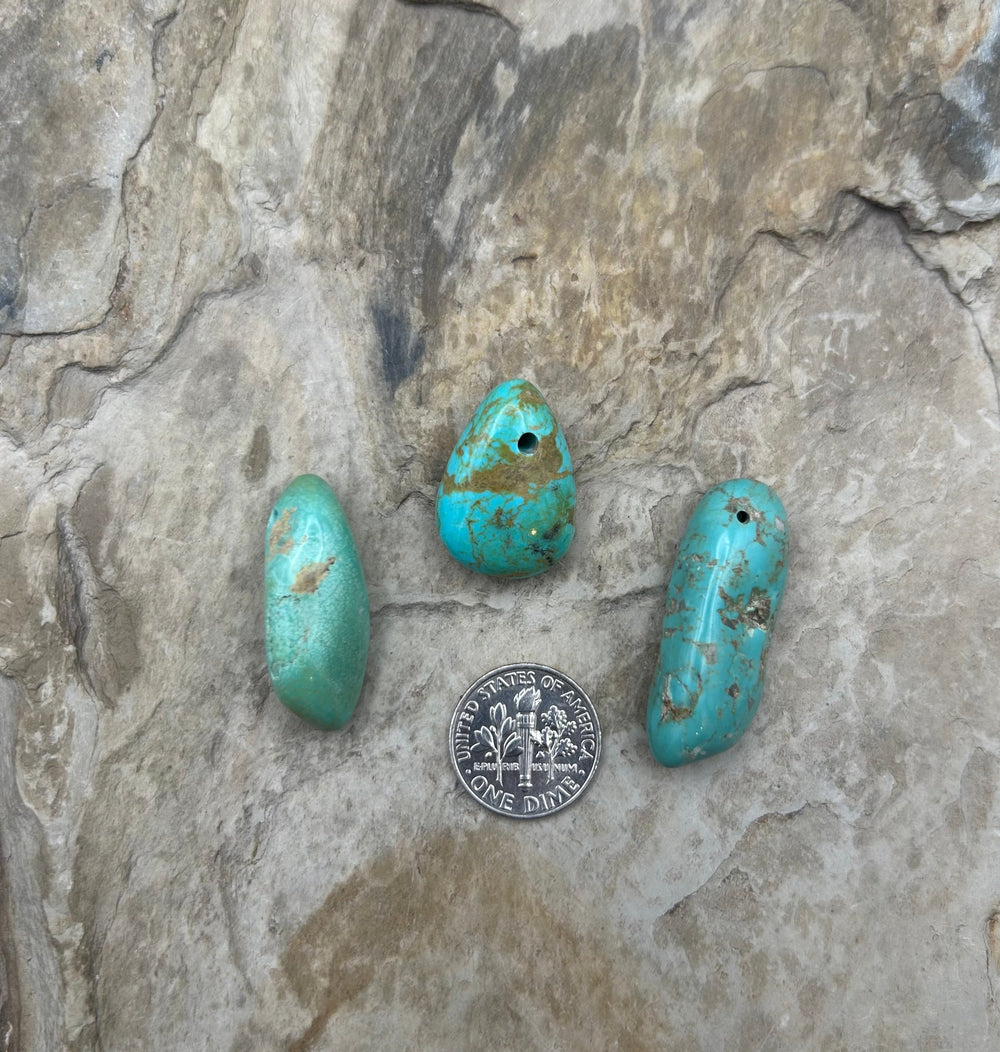 Elisa Turquoise (Mexico) Large Hole Bead Set Lot of 3 beads