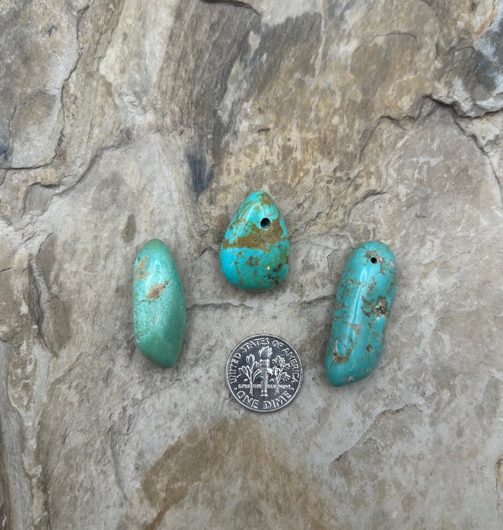 Elisa Turquoise (Mexico) Large Hole Bead Set Lot of 3 beads