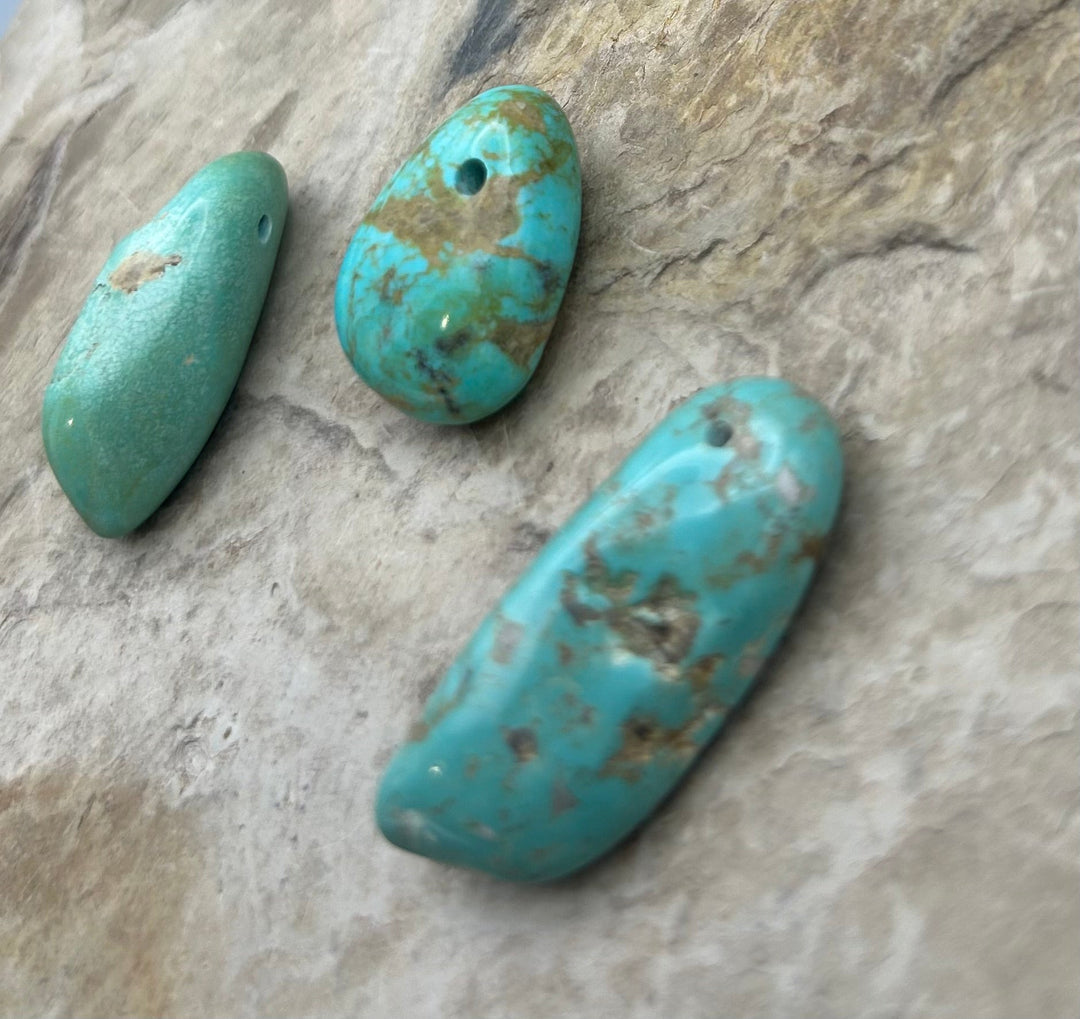 Elisa Turquoise (Mexico) Large Hole Bead Set Lot of 3 beads