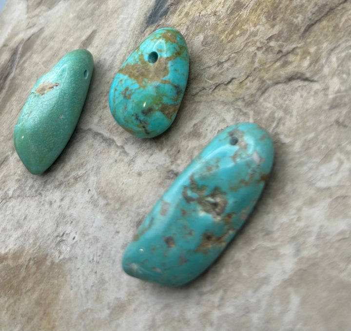 Elisa Turquoise (Mexico) Large Hole Bead Set Lot of 3 beads