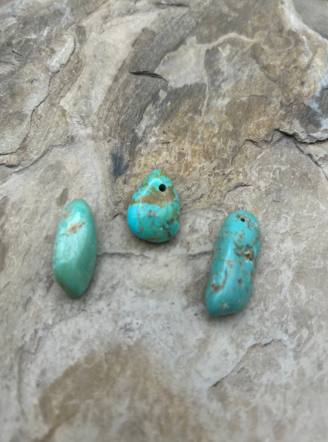 Elisa Turquoise (Mexico) Large Hole Bead Set Lot of 3 beads