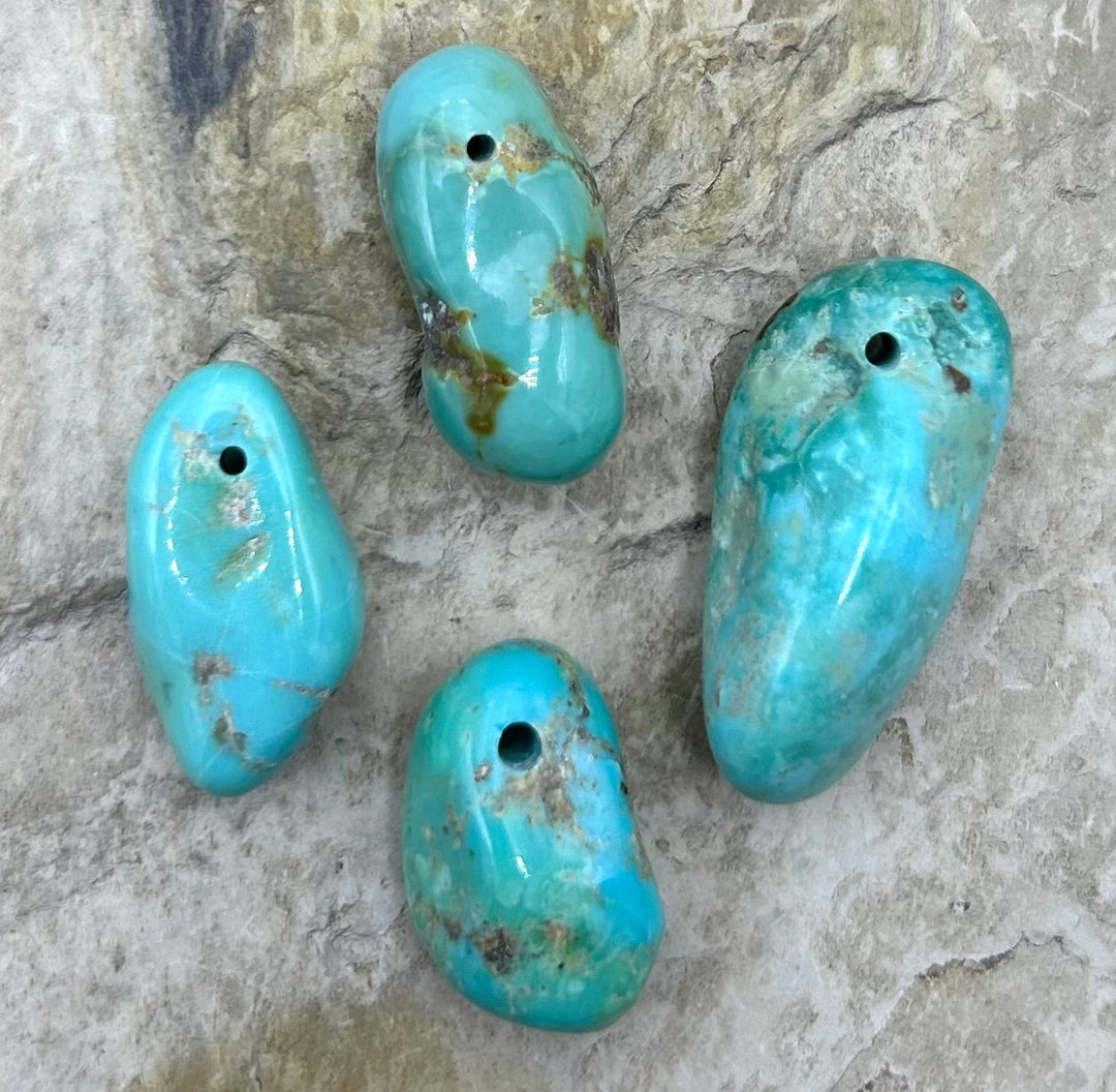 Elisa Turquoise (Mexico) LOT of 4 Large Hole Beads 12x21