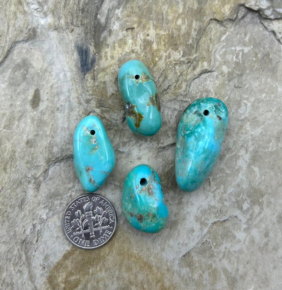 Elisa Turquoise (Mexico) LOT of 4 Large Hole Beads 12x21