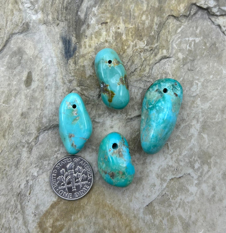 Elisa Turquoise (Mexico) LOT of 4 Large Hole Beads 12x21