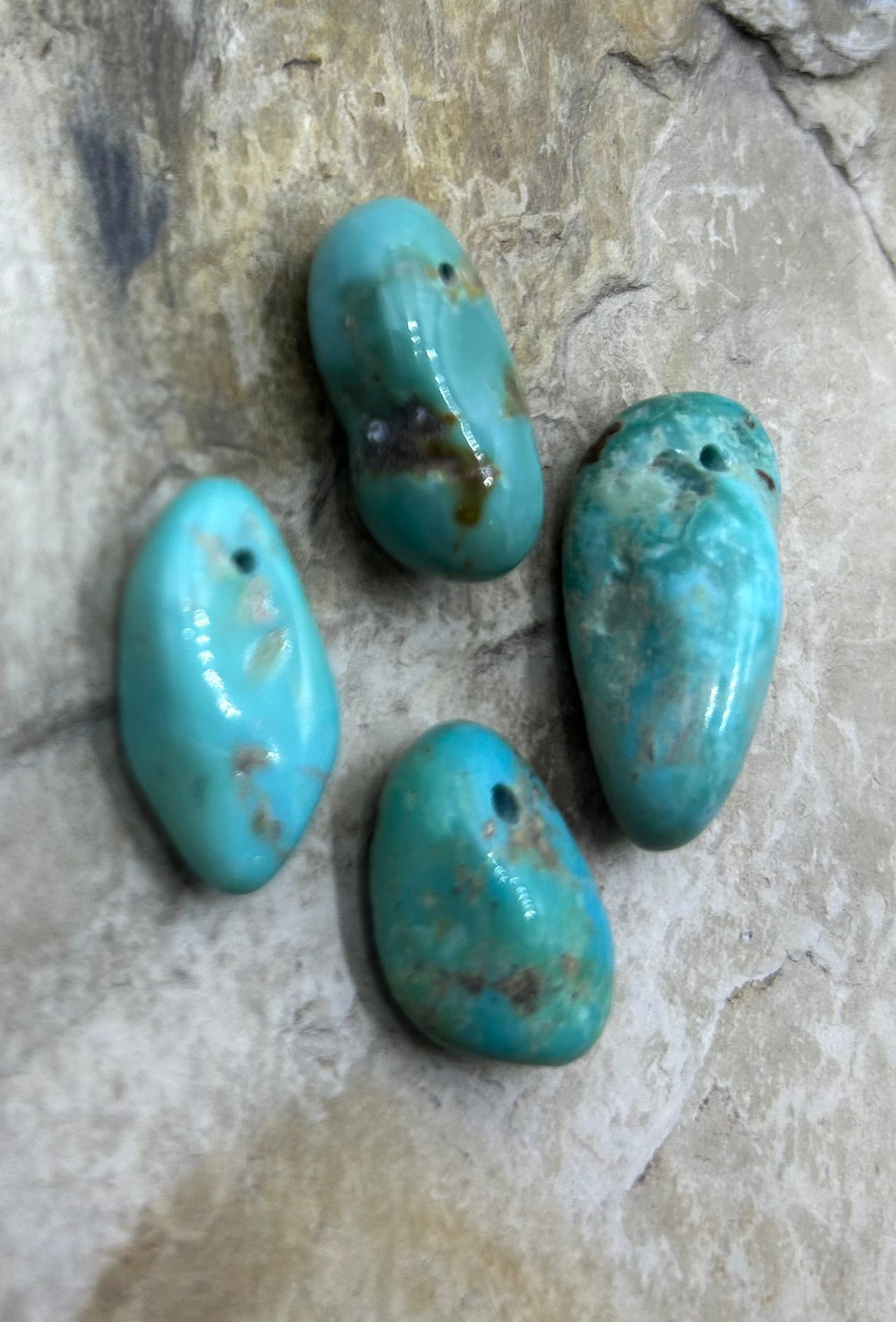 Elisa Turquoise (Mexico) LOT of 4 Large Hole Beads 12x21