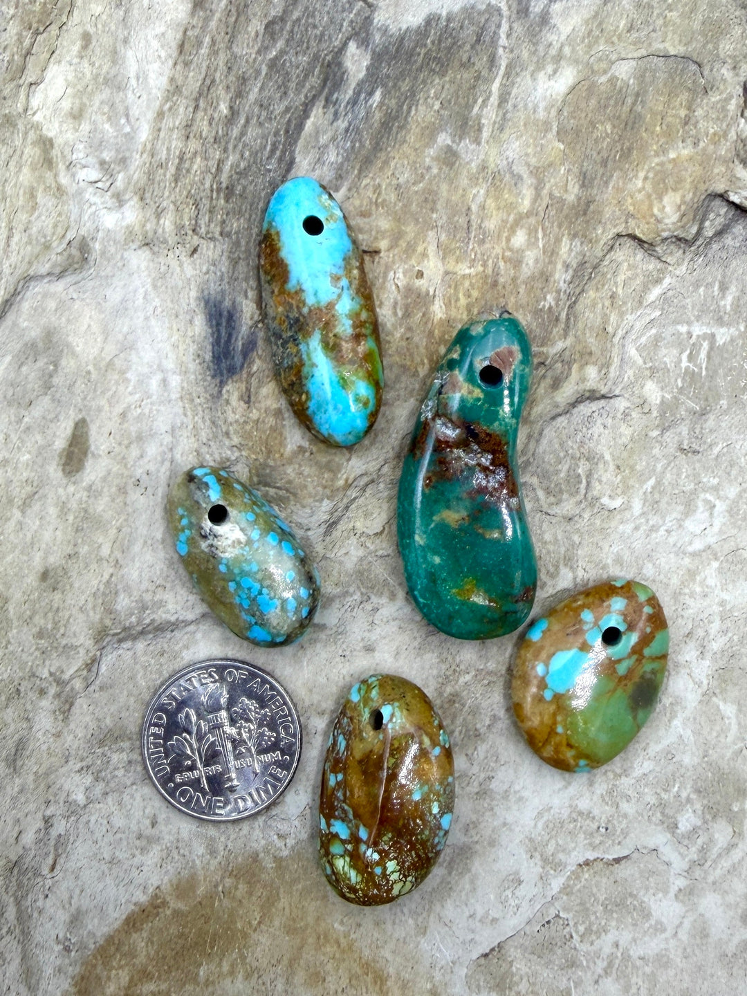 Elisa Turquoise (Mexico) LOT of 5 Large Hole Beads