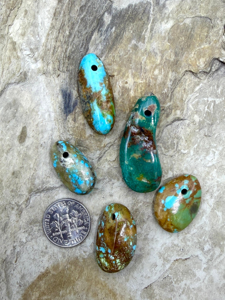Elisa Turquoise (Mexico) LOT of 5 Large Hole Beads