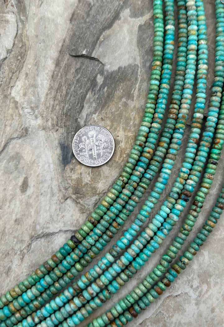 Elisa Turquoise (Mexico) Rondelle Beads 4mm 8 Inch Strand