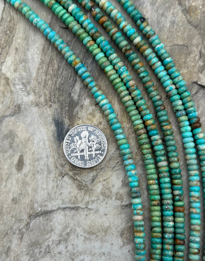 Elisa Turquoise (Mexico) Rondelle Beads 4mm 8 Inch Strand