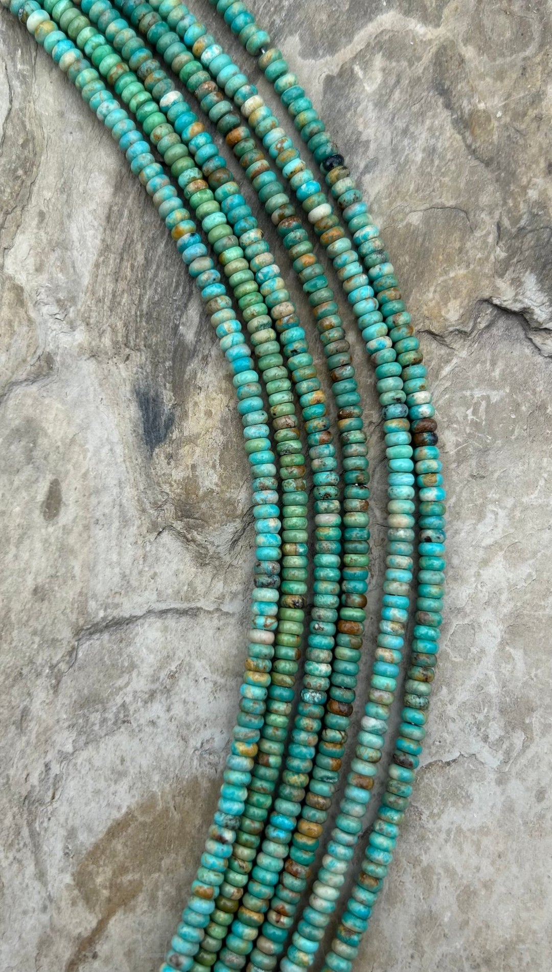 Elisa Turquoise (Mexico) Rondelle Beads 4mm 8 Inch Strand