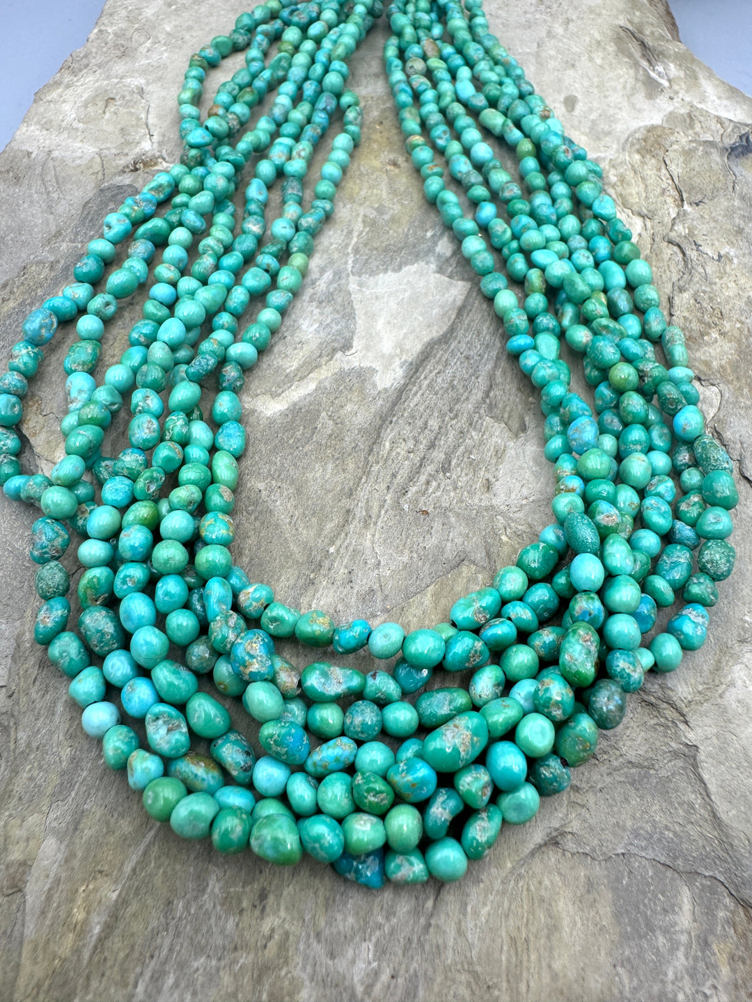 Emerald Valley (NV) Turquoise,3-5mm Rounded Nuggets 16 Inch