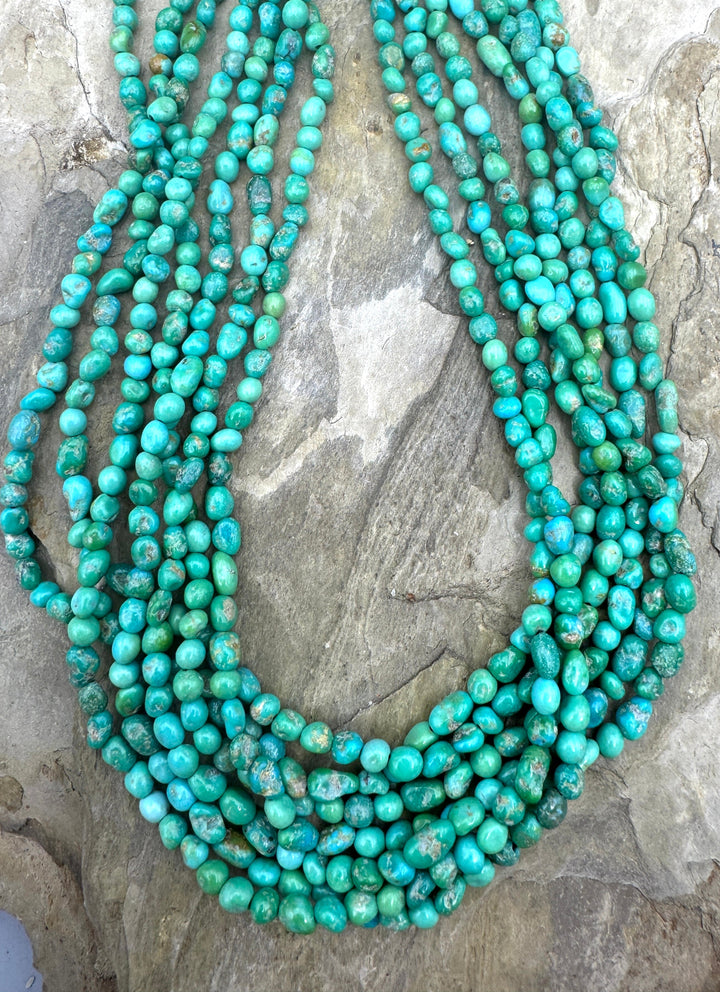 Emerald Valley (NV) Turquoise,3-5mm Rounded Nuggets 16 Inch