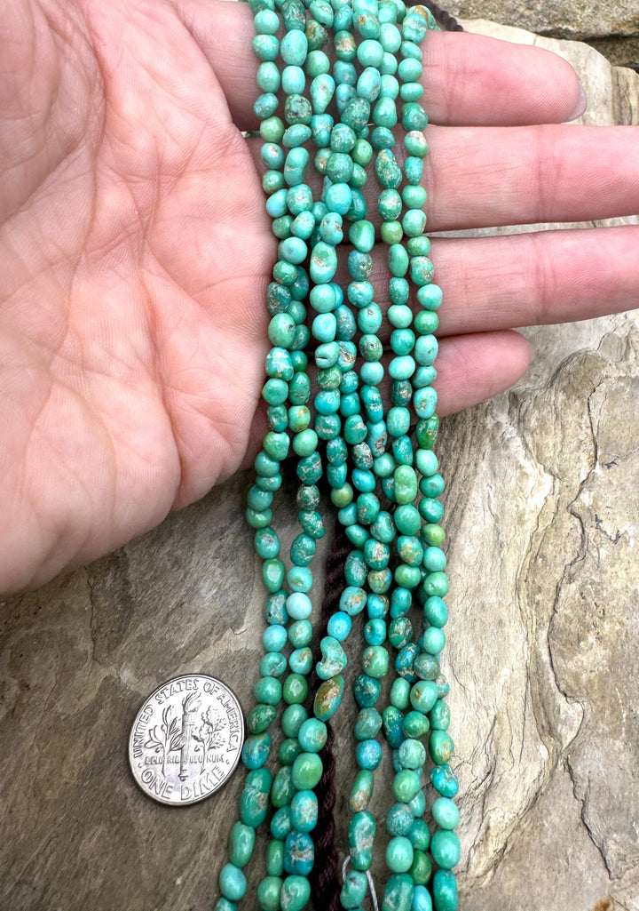 Emerald Valley (NV) Turquoise,3-5mm Rounded Nuggets 16 Inch